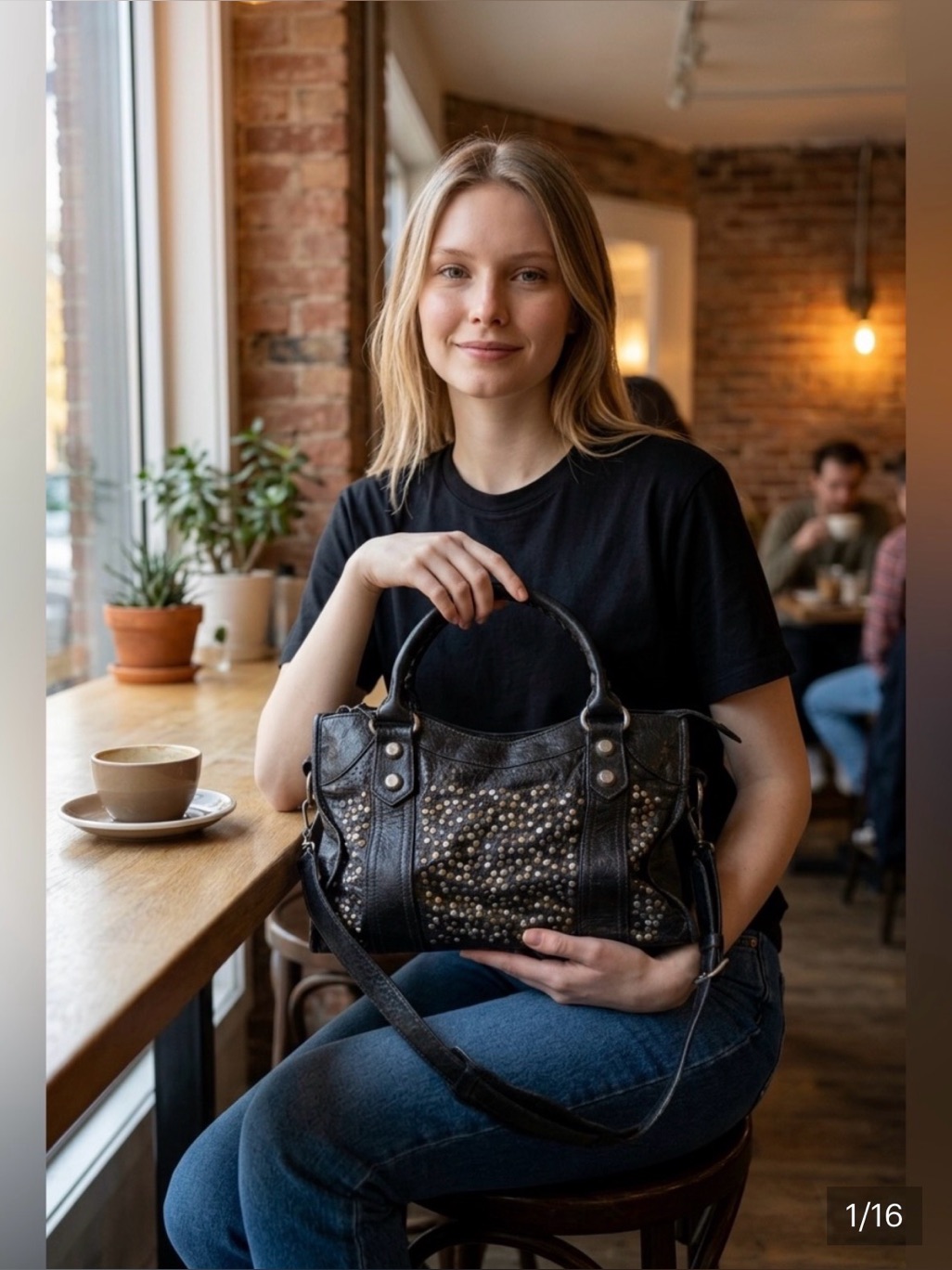 Frye (Rare!) Deborah Studded Black Leather Large Satchel W/ Crossbody Strap